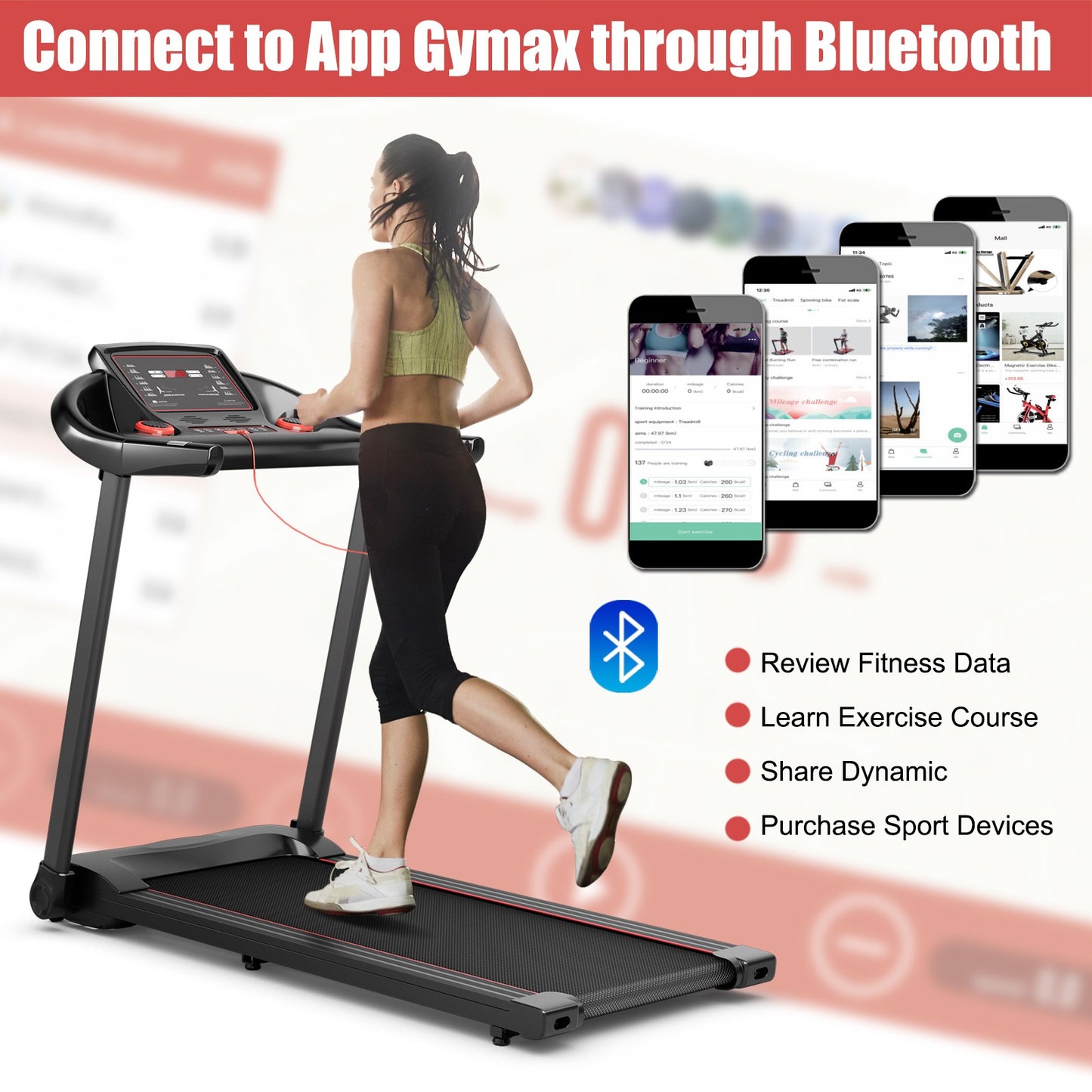Superfit Electric 2.25HP Running Machine Treadmill APP Control Bluetooth