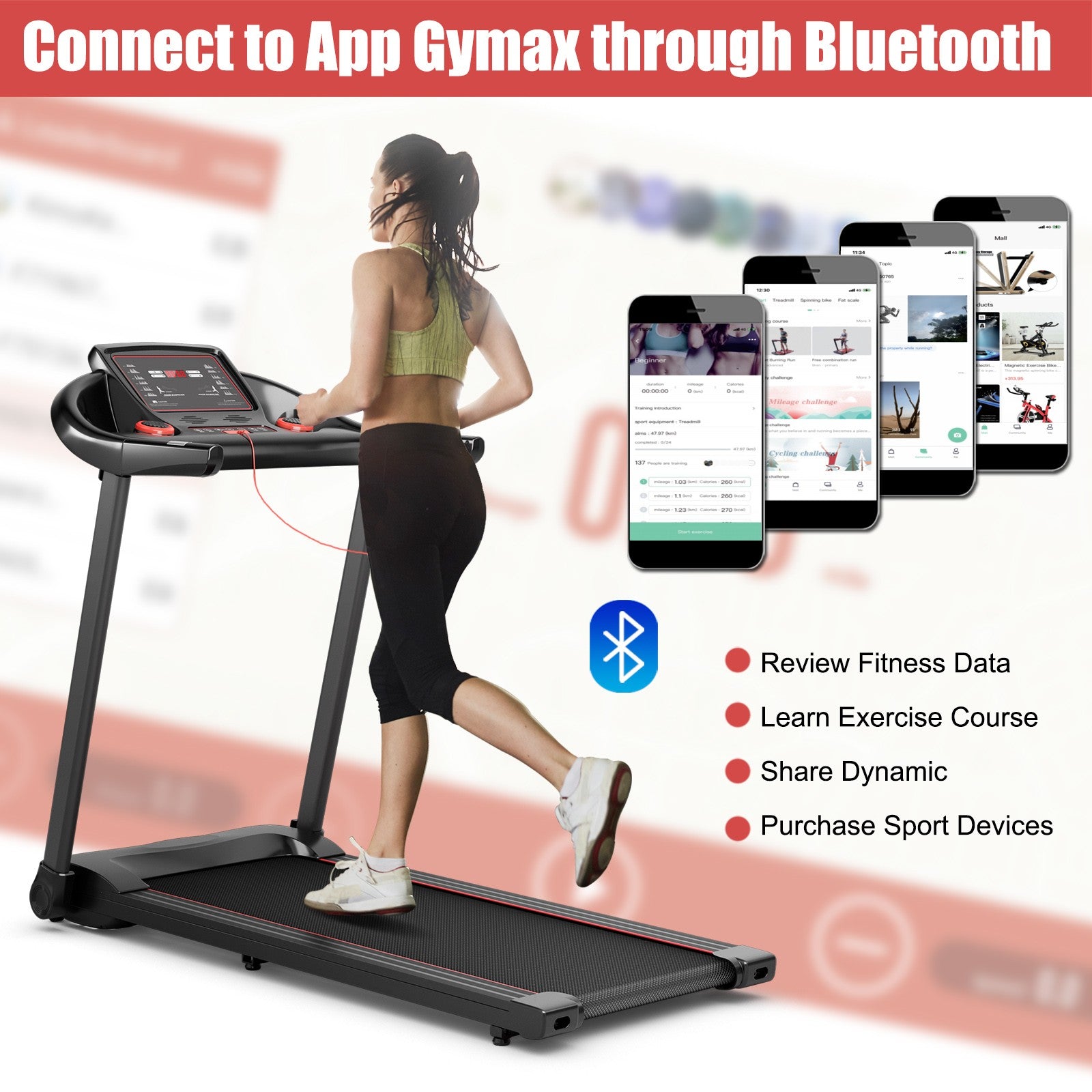 Superfit Electric 2.25HP Running Machine Treadmill APP Control Bluetooth