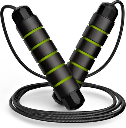Jump Rope, Tangle-Free Rapid Speed Jumping Rope Cable with Ball Bearings for Women, Men, and Kids, Adjustable Steel Jump Rope with Foam Handles for Home Gym Exercise Fitness Workout Equipment & Slim Body