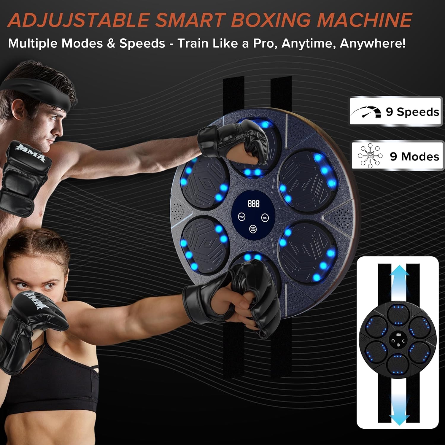 2025 Bluetooth Music Boxing Machine 3.0 for Adults-Kids, Interactive Wall Mounted Workout Punch Game with 4 Gloves for Parent-Child, Light & Sound Training, Home Fitness & Stress Relief