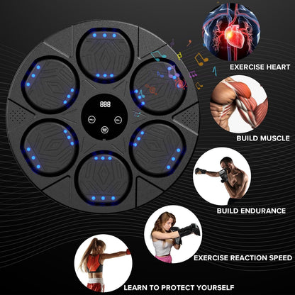 2025 Bluetooth Music Boxing Machine 3.0 for Adults-Kids, Interactive Wall Mounted Workout Punch Game with 4 Gloves for Parent-Child, Light & Sound Training, Home Fitness & Stress Relief